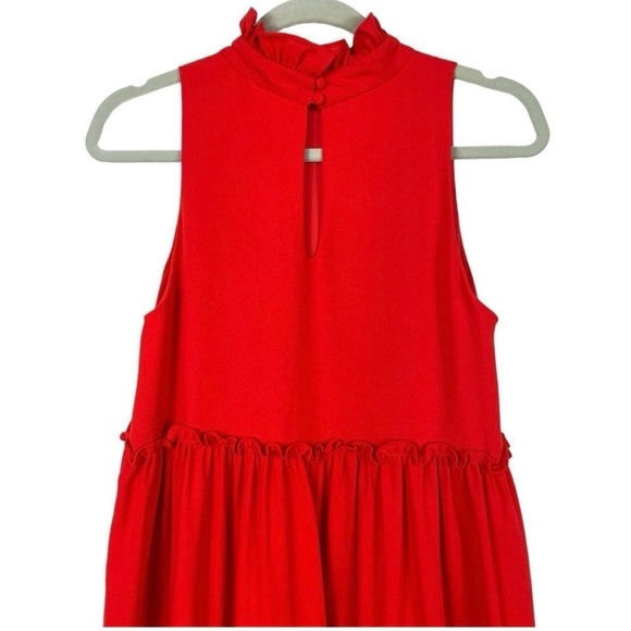 Elliatt Women's Red Sonnet Tiered Ruffle Mock Neck Mini Dress M Wedding Guest - Picture 6 of 10